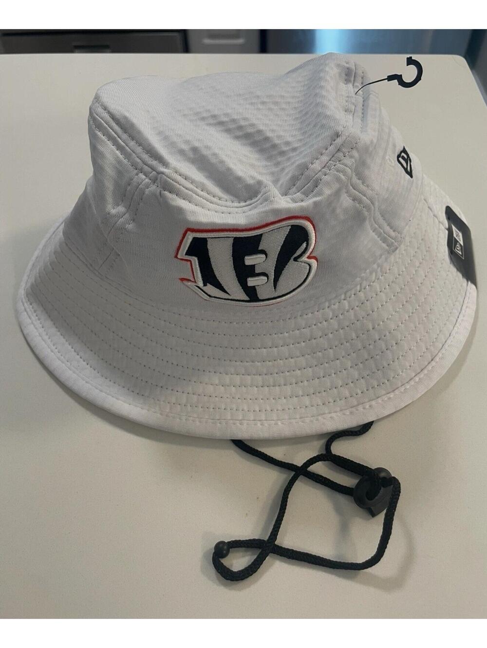 New Era Cincinnati Bengals 2024 Training Camp White Panama Bucket Hat Men’s OSFM